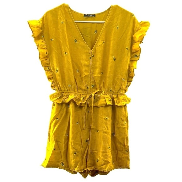 Very J Mustard Colored Summer Romper - Picture 2 of 6